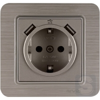 Розетка із заземленням і шторками USB-A + USB-A 5V-2.4A Arvia Electric Lavin Мідь (21 28 4000 300)